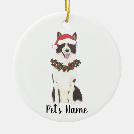 Gespecialiseerde randafhandeling van collie-kerami keramisch ornament (Voorkant)
