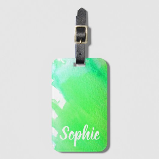 Gespecialiseerde reispartij met langgroene waterve bagagelabel (Voorkant (verticaal))