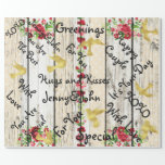 Gespecialiseerde Rustic Wood Wedding Golden Birds Cadeaupapier<br><div class="desc">Dit is een gepersonaliseerd verpakkingspapier. U kunt uw ene tekst noteren. Een groet voor een nieuwe bruiloft,  vrienden,  echtpaar,  moeder,  zus,  enz. Ideaal voor huwelijkscadeau,  verjaardag,  verjaardag,  vrijgezellenfeest. Een  franse stijl.</div>