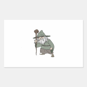 Gespecialiseerde wizard met medewerkers van de wiz rechthoekige sticker