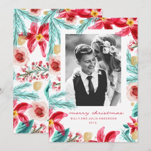 GESPECIEERD WINTER BOTANICAL kerstmis wenskaart Feestdagenkaart (Voorkant / Achterkant)