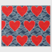 GESPECIEERDE RODE HART OP BLAUWE ACHTERGROND GIFT CADEAUPAPIER (Vlak)