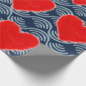 GESPECIEERDE RODE HART OP BLAUWE ACHTERGROND GIFT CADEAUPAPIER (Hoek)