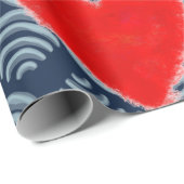 GESPECIEERDE RODE HART OP BLAUWE ACHTERGROND GIFT CADEAUPAPIER (Rol Hoek)