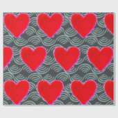 GESPECIEERDE RODE HART OP GRAY ACHTERGROND GIFT WR CADEAUPAPIER (Vlak)