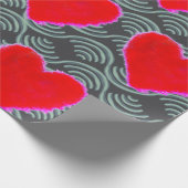 GESPECIEERDE RODE HART OP GRAY ACHTERGROND GIFT WR CADEAUPAPIER (Hoek)