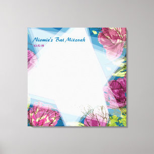 GESPECIEERDE SPRINGSTROMEN Bat Mitzvah Sign-In Boa Canvas Afdruk