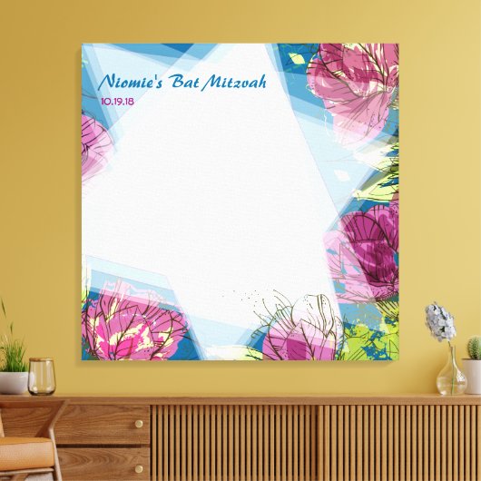 GESPECIEERDE SPRINGSTROMEN Bat Mitzvah Sign-In Boa Canvas Afdruk (Insitu (Woonkamer))