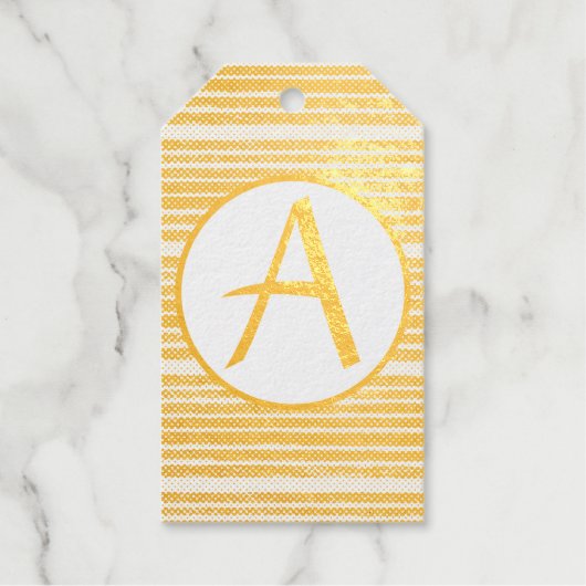 GESPECIEERDE STRIPES GOLD Foil Cadeau Label DIY IN (Voorkant)