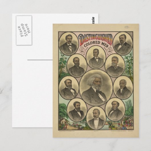 Gespecificeerde gekleurde Mannen Frederick Douglas Briefkaart (Voorkant / Achterkant)