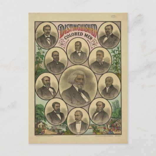 Gespecificeerde gekleurde Mannen Frederick Douglas Briefkaart (Voorkant)