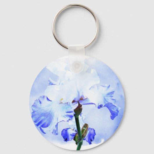 Gespecificeerde iris - blauw en wit sleutelhanger (Voorkant)