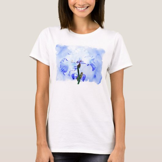 Gespecificeerde iris - blauw en wit t-shirt (Voorkant)
