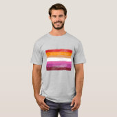 GESPECIINEERDE LESBIAANSE PRIDE FLAG SUNSET STRIPE T-SHIRT (Voorkant volledig)