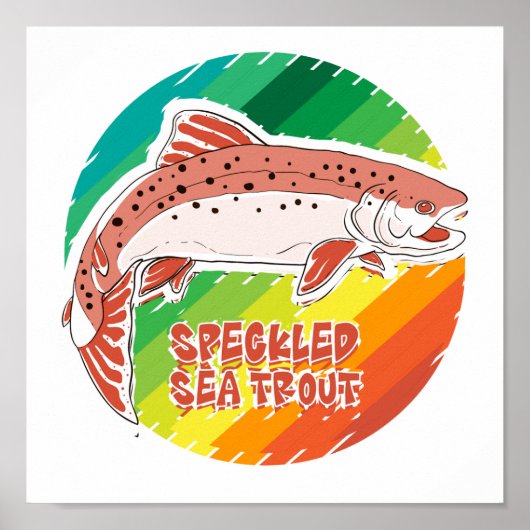 Gespeckte Zeeforel Retro Vis Cadeau Poster (Voorkant)