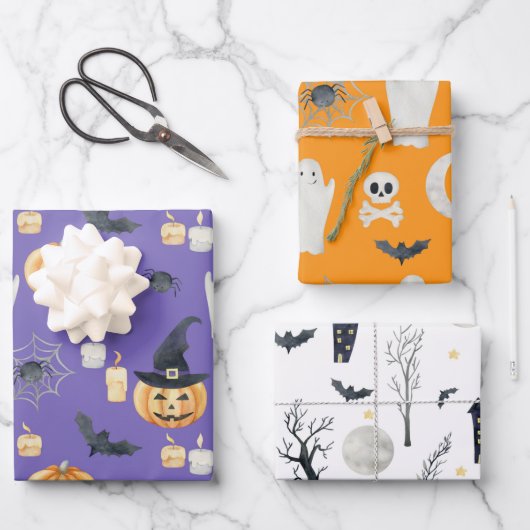 GESPECTE SPOOKY HALLOWEEN GHOSTS PUMPKINS BATS MOO INPAKPAPIER VEL (Voorkant)