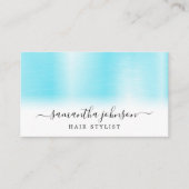 Gespeeld metallisch Aqua Blue Elegant Script Visitekaartje (Voorkant)