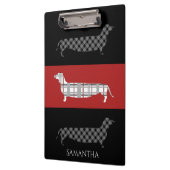 Gespelde Dachshunds on Red and Black Personalized Klembord (Links)