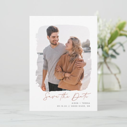 Gespenseld overzicht | Verticale foto Save The Date (Staand voorkant)