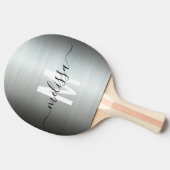 Gespenseld Silver Metal Monogram Handgeschreven ma Tafeltennisbatje (Zijkant)