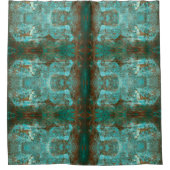 Gespiegeld koper bruin en Blauwgroen modern Abstra Douchegordijn (Voorkant)