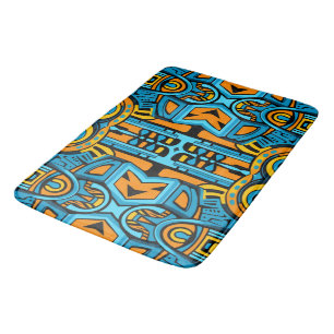 Gespiegeld Mozaïek: Anamorfe Turquoise & Blauw Badmat