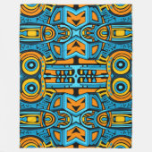 Gespiegeld Mozaïek: Anamorfe Turquoise & Blauw Fleece Deken (Voorkant)
