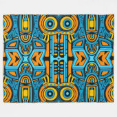Gespiegeld Mozaïek: Anamorfe Turquoise & Blauw Fleece Deken (Voorkant (Horizontaal))