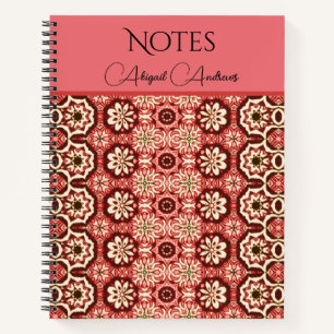 Gespiegeld Roze Vintage Bloemmotief Notitieboek