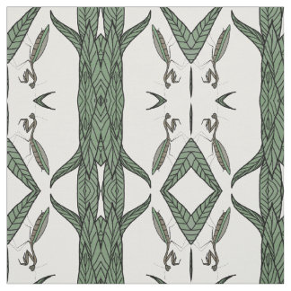 Gespiegelde bidsprinkhaan op groen blad stof