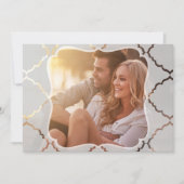 Gespiegelde Damask doorschijnende look foto uitnod Kaart (Voorkant)