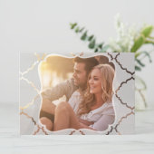 Gespiegelde Damask doorschijnende look foto uitnod Kaart (Staand voorkant)