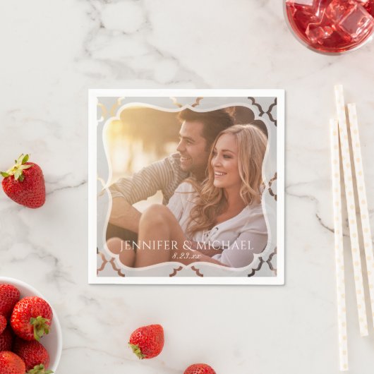 Gespiegelde Damask Foto bruiloft Cocktail servette Servetten (Insitu)