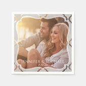 Gespiegelde Damask Foto bruiloft Cocktail servette Servetten (Voorkant)