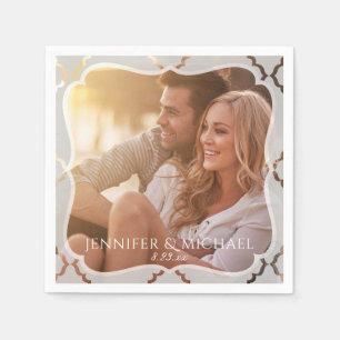 Gespiegelde Damask Foto bruiloft Cocktail servette Servetten