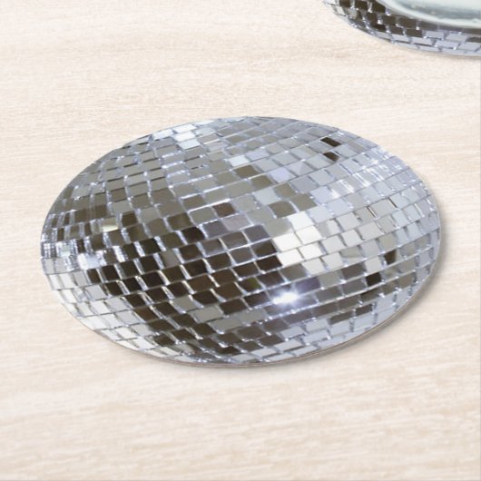 Gespiegelde Disco Ball 1 Ronde Kartonnen Onderzetter (Gebogen)