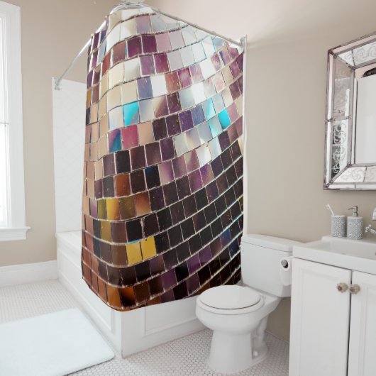 Gespiegelde Disco Ball Douchegordijn (In situ)