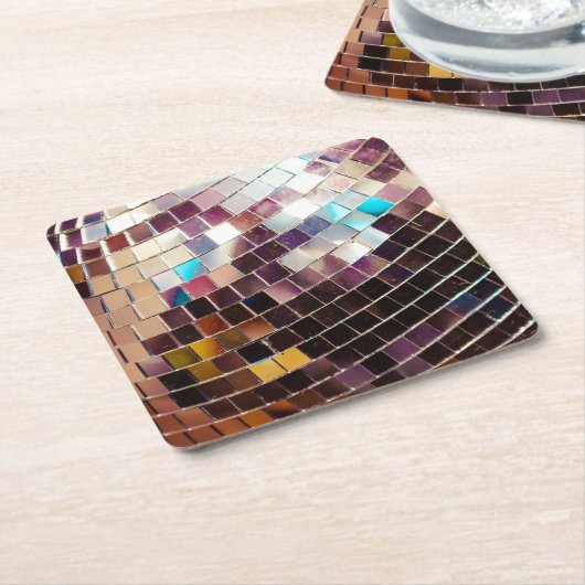 Gespiegelde Disco Ball Kartonnen Onderzetters (Schuin)