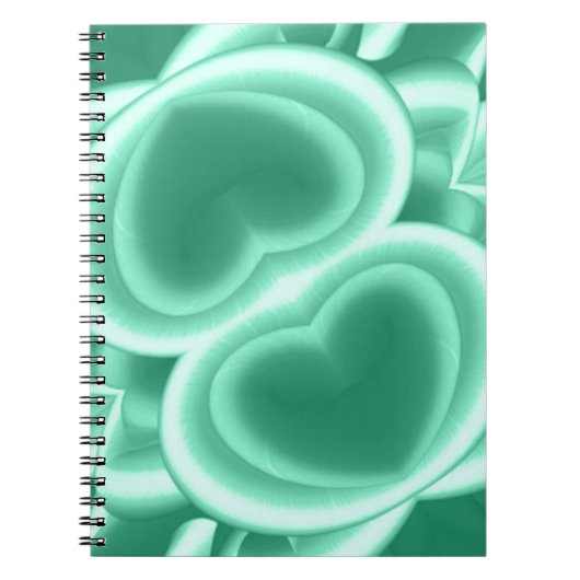 Gespiegelde Groene Harten Notitieboek (Voorkant)