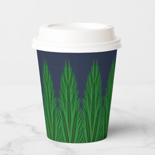 Gespiegelde Pines Midnight Paper Cups Papieren Bekers (Voorkant)