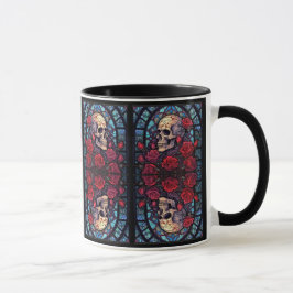 Gespiegelde schedels en Rozen V2 Koffie Mok
