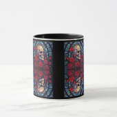 Gespiegelde schedels en Rozen V2 Koffie Mok (Midden)