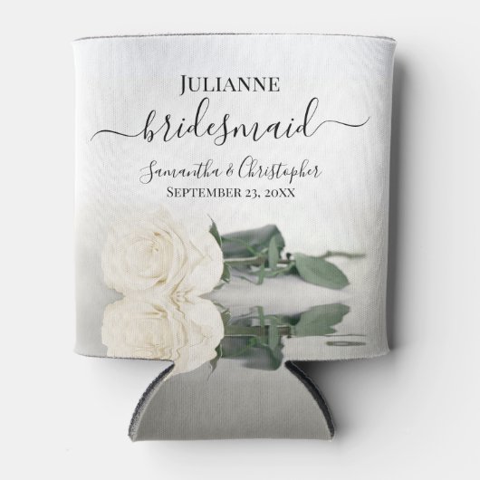 Gespiegelde Witte Roos Elegante Bruidsmeisje bruil Blikjeskoeler (Voorkant)