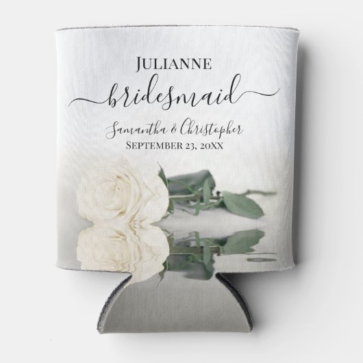 Gespiegelde Witte Roos Elegante Bruidsmeisje bruil Blikjeskoeler (Voorkant)