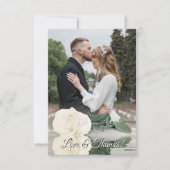 Gespiegelde Witte Roos Elegante Trouwfoto Overlay Bedankkaart (Voorkant)