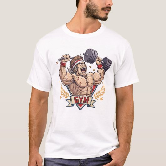 gespierd bodybuilder silhouet t-shirt (Voorkant)