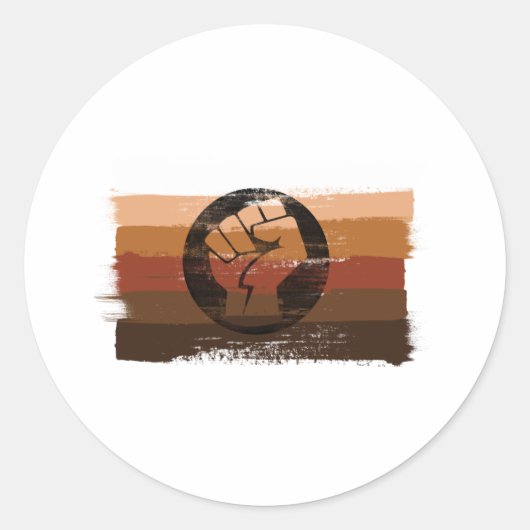 GESPIJNDE BIPOC-STRIPEN EN VIS RONDE STICKER (Voorkant)