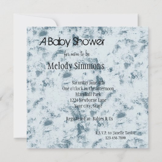 Gespikkeld blauw Abstract Baby shower Kaart (Achterkant)