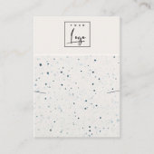 Gespikkeld Blauw Wit Logo Oorbel Ketting Display Visitekaartje (Voorkant)