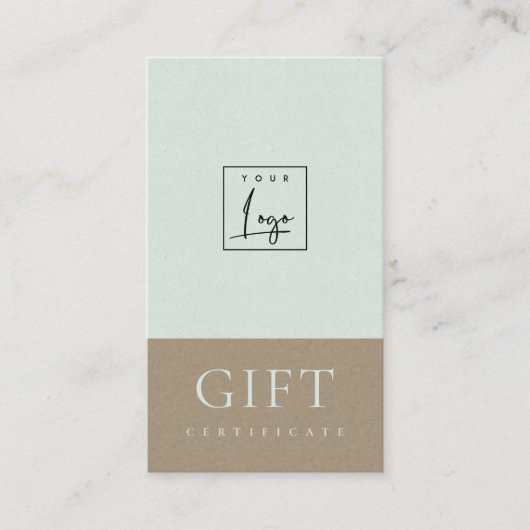 Gespikkeld Cadeaubon voor Aqua Kraft-Logo Visitekaartje (Voorkant)